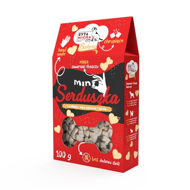 Syta Micha ciasteczka mini serduszka z królikiem i morelą 100g
