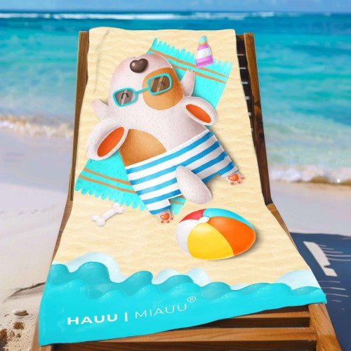 Ręcznik plażowy z mikrofibry pluszowej dla psa Lato w PSIEłni 140x70cm