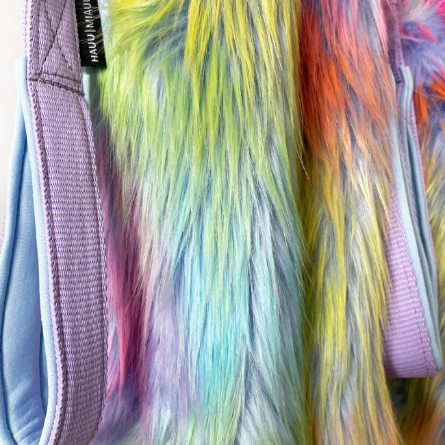 Szarpak dla psa BUNGEE  Wrzosowy Rainbow tęczowe futerko